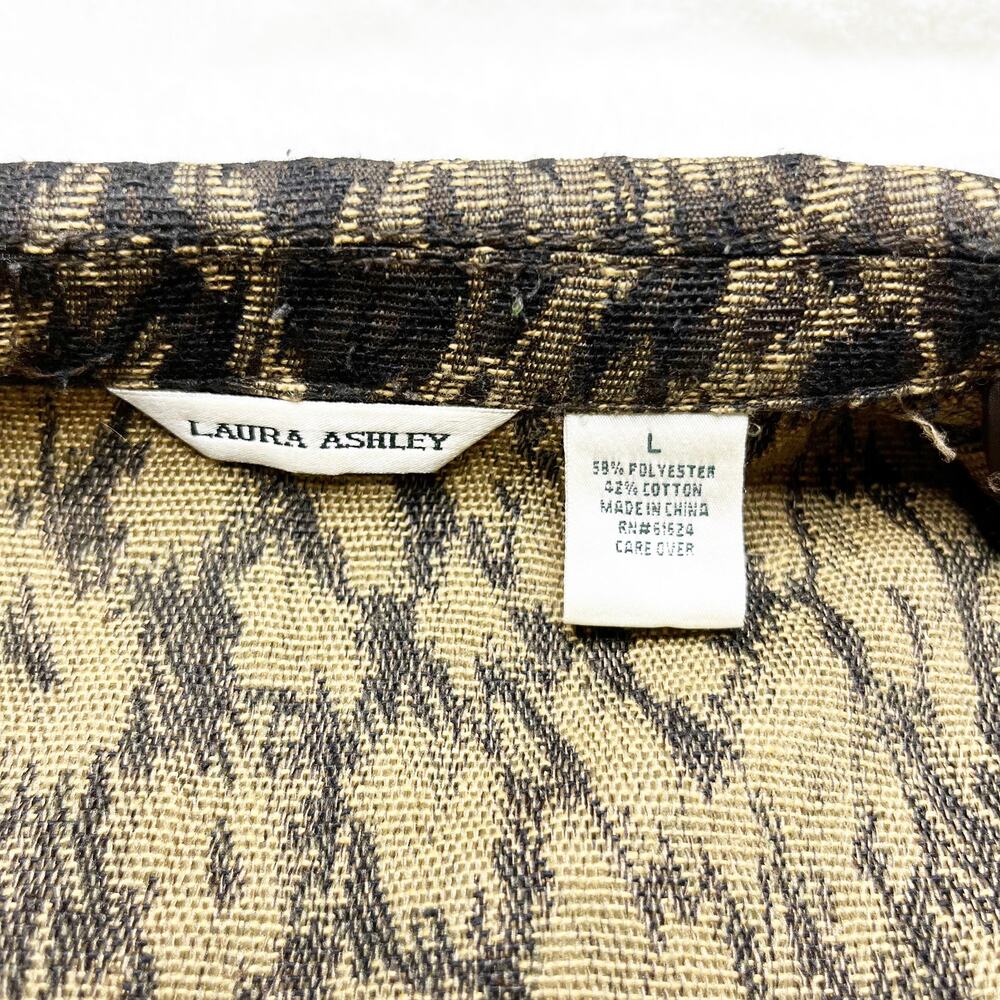 LAURA ASHLEY Tan Brown Cheetah Animal Print Button Down Blazer Jacket Large - Picture 8 of 8